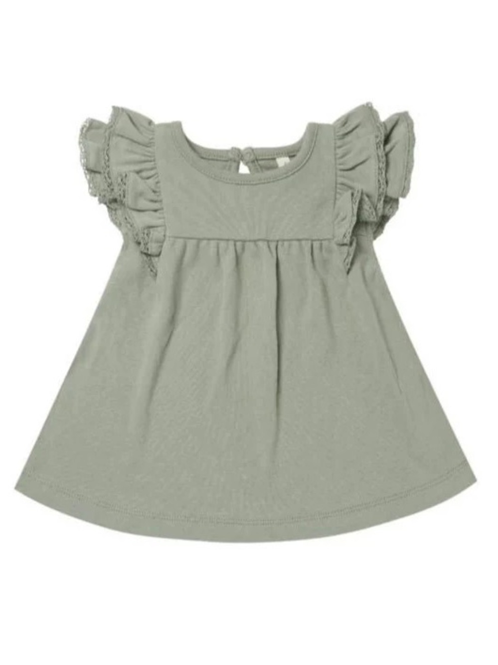 Quincy Mae Organic Cotton Flutter Dress & Bloomer Set Sage Green 6-12M Baby Girl